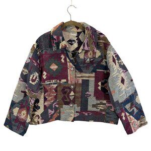 Coldwater Creek Womens L Aztec Tapestry Jacket Southwestern Art-to-Wear  Western